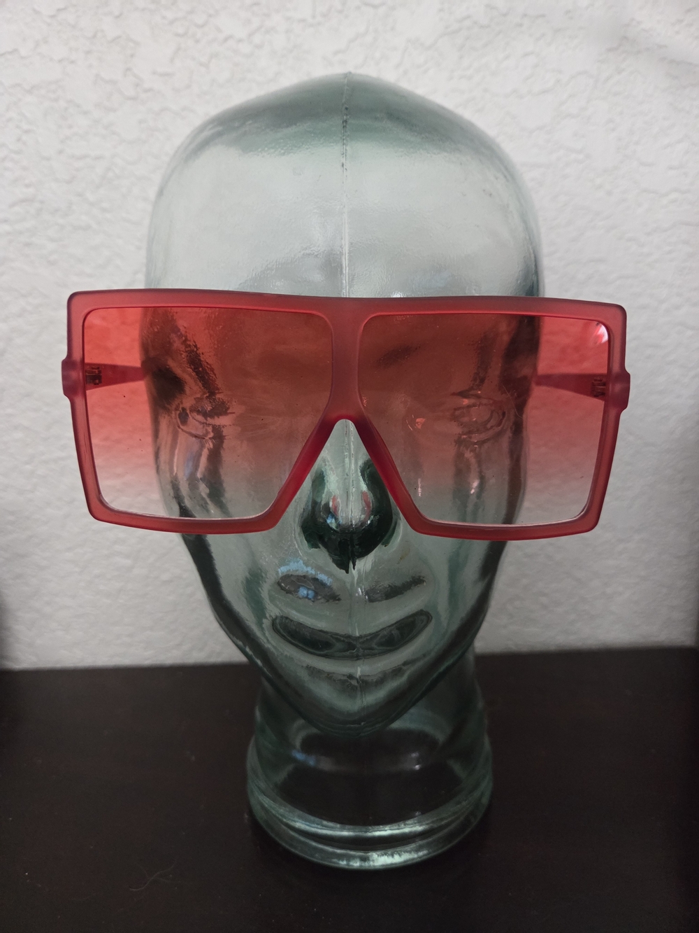 Oversized Red Square Shield Sunglasses